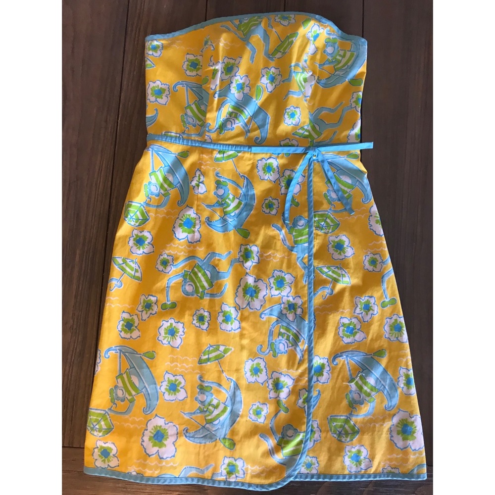 🌸Lilly Pulitzer Les Monkeys Strapless Faux Wrap🌸